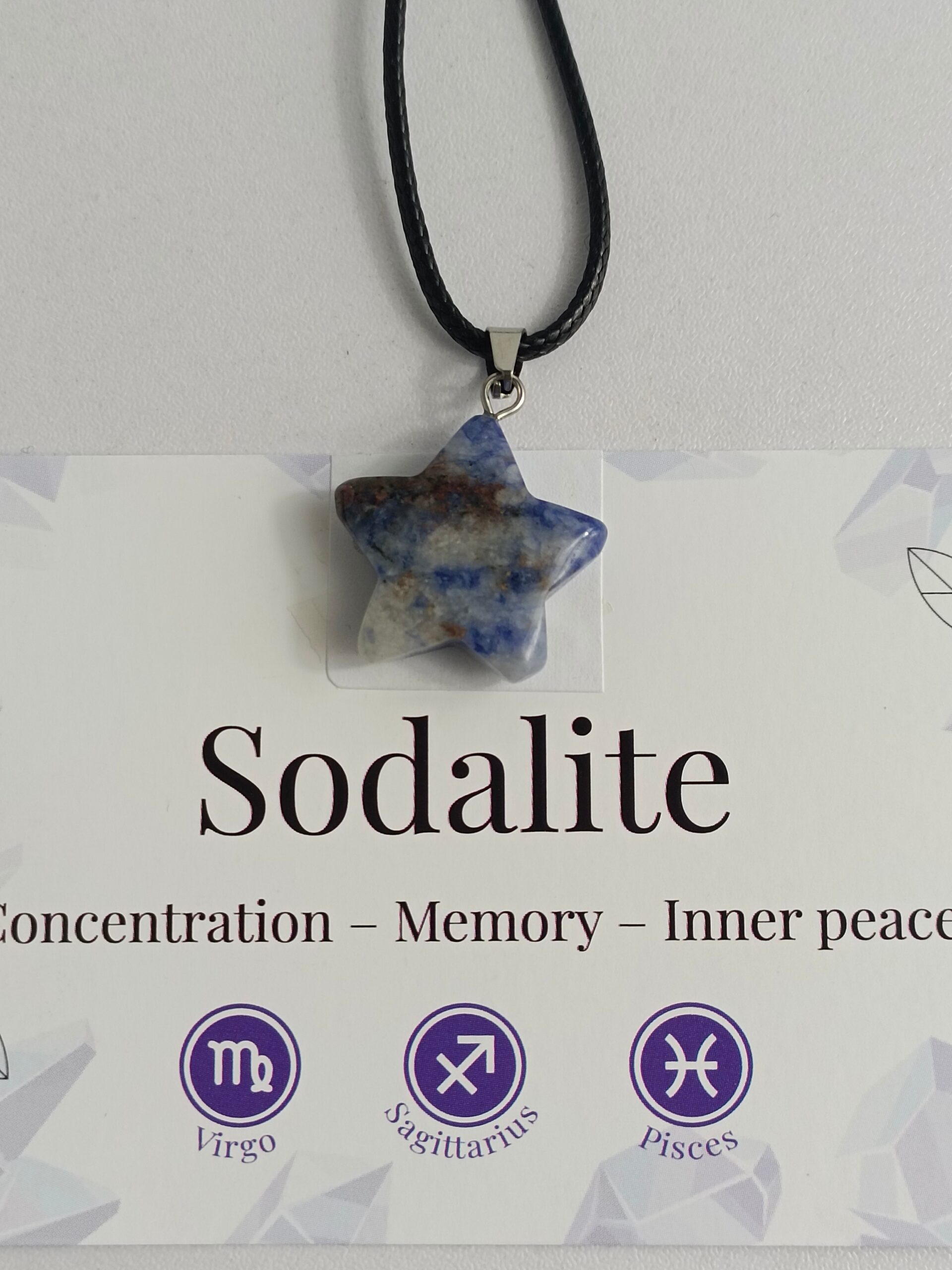 collier pierre naturelle Sodalite en forme d'étoile qualité A – Image 2