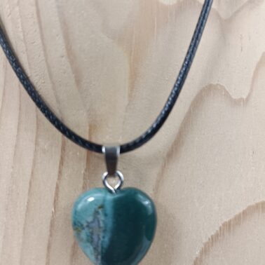 Collier cœur en Agate Arbre naturelle avec cordon noir – Qualité A