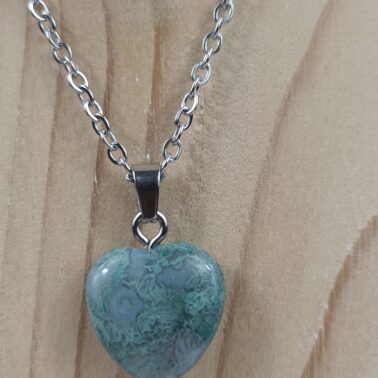 Collier cœur en Agate Arbre naturelle – Qualité A du Brésil
