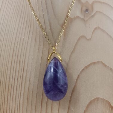 Collier goutte sautoir Améthyste rubanée qualité A provenance du Brésil