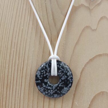 Collier donut Obsidienne Flocon de Neige pierre naturelle A