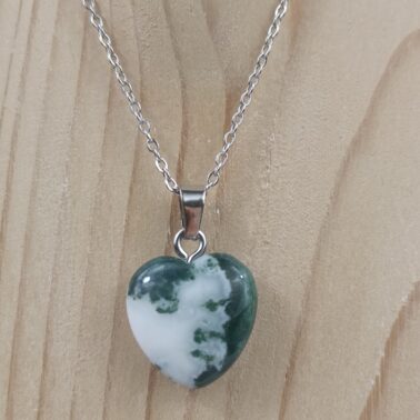 Collier pierre Agate arbre en forme de cœur 1,5x1.5 cm