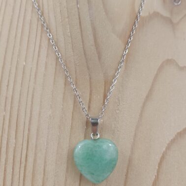 Collier pierre naturelle cœur en aventurine verte