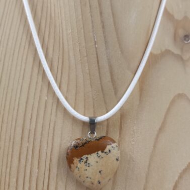 Collier pierre naturelle Jaspe Paysage en forme de cœur