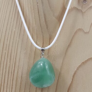 Collier Pierre Roulée Aventurine Verte naturelle avec cordon blanc – Qualité A