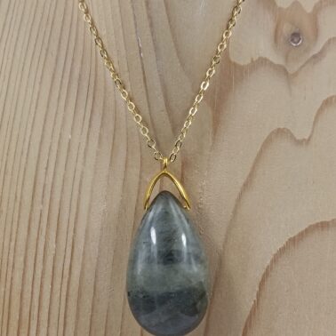 Collier pierre naturelle sautoir goutte Labradorite