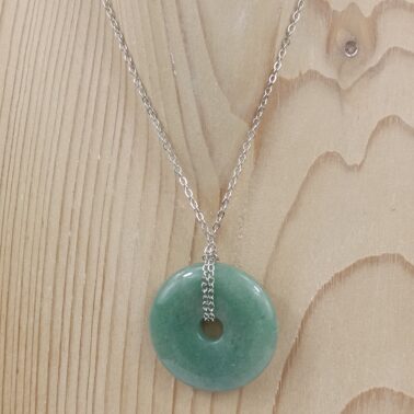 Collier Donut en Aventurine verte naturelle avec chaîne – Qualité A