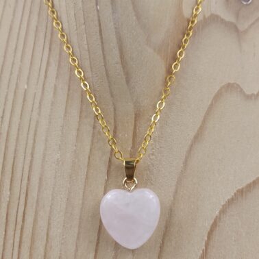 Collier pierre naturelle cœur 1.5 x 1.5 cm Quartz rose
