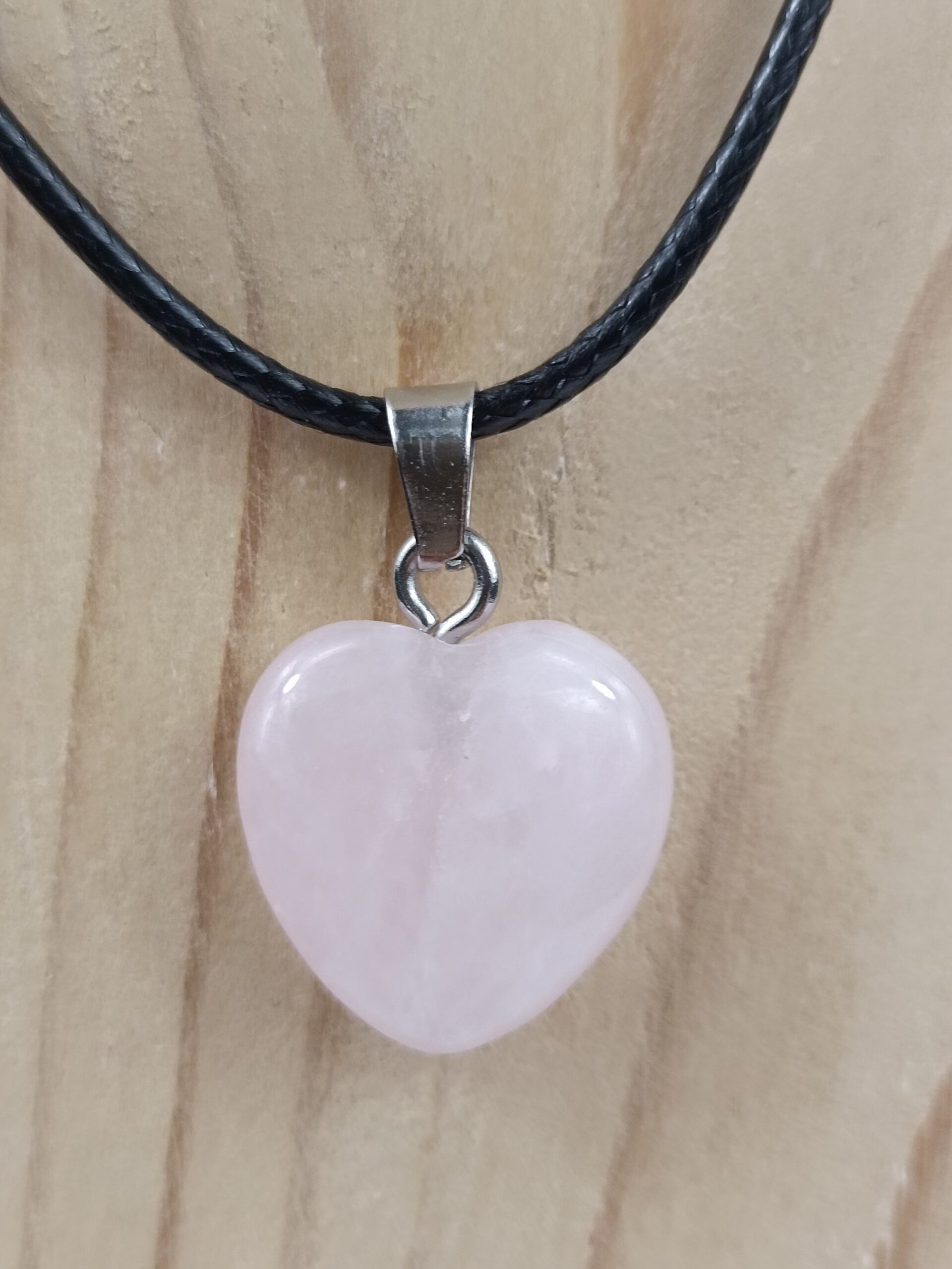 Collier pierre naturelle cœur 1.5 x 1.5 cm Quartz rose – Image 2