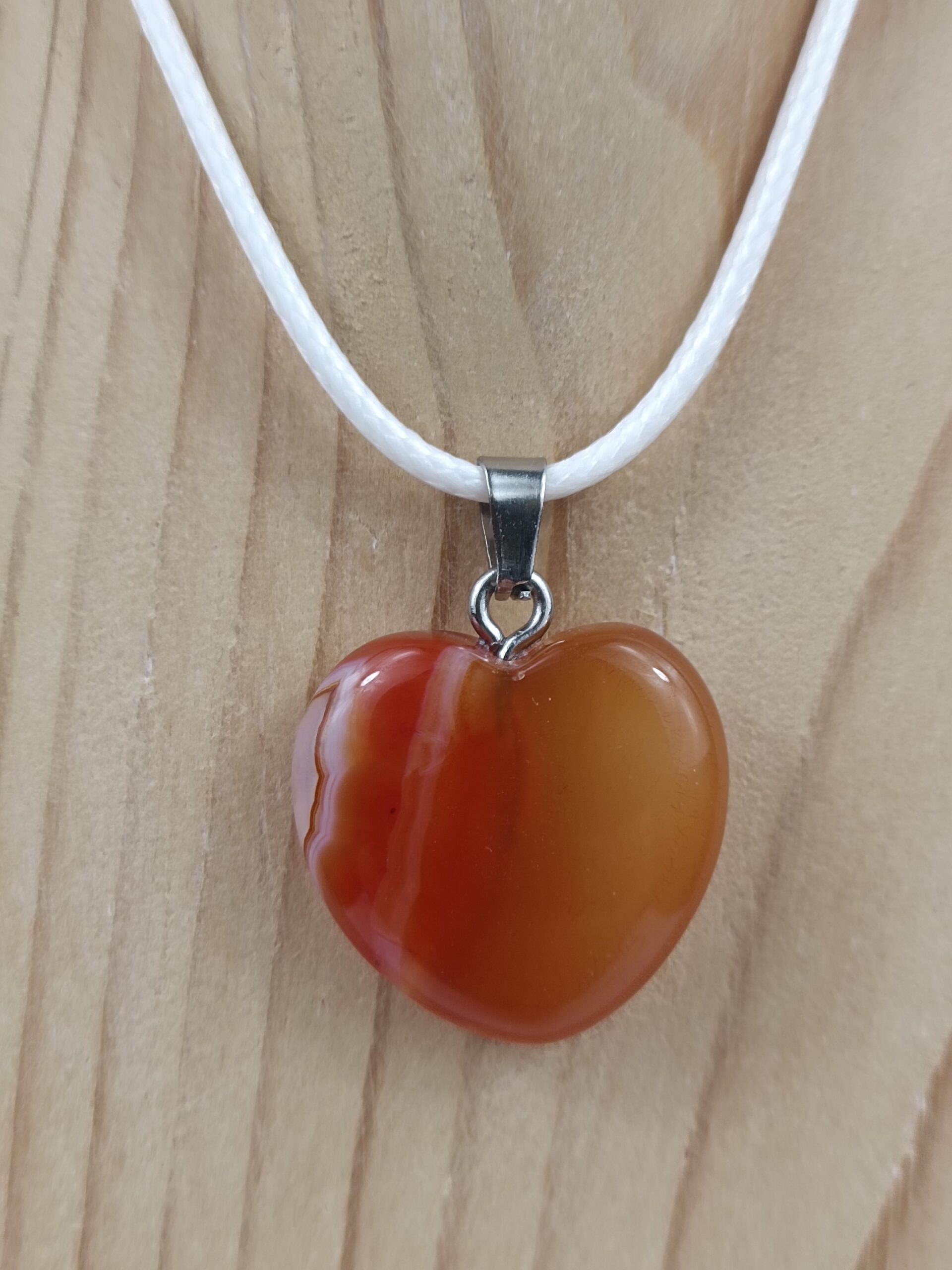 Collier Cornaline cœur 2 x 2 cm pierre naturelle – Image 2