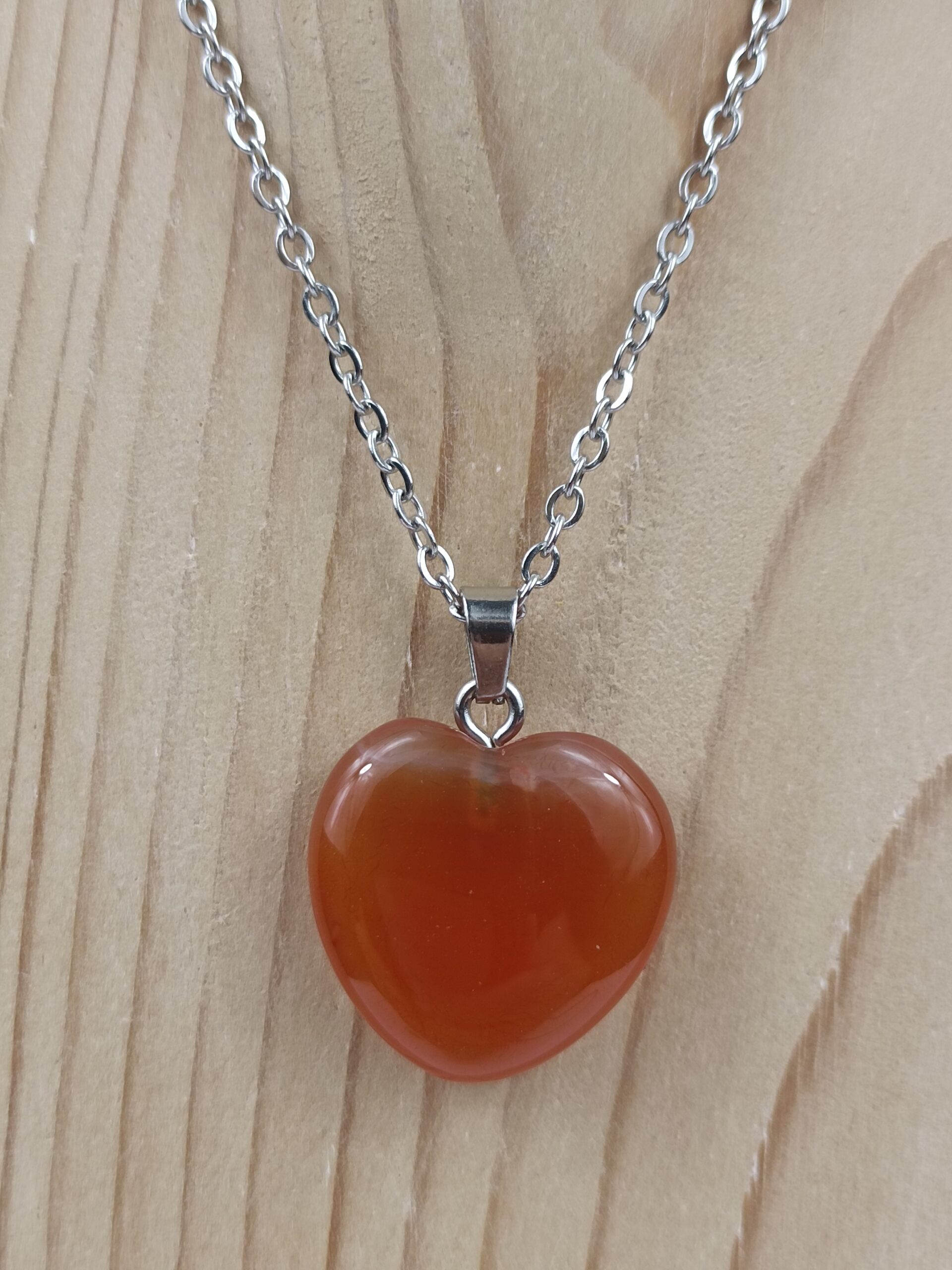 Collier Cornaline cœur 2 x 2 cm pierre naturelle – Image 3