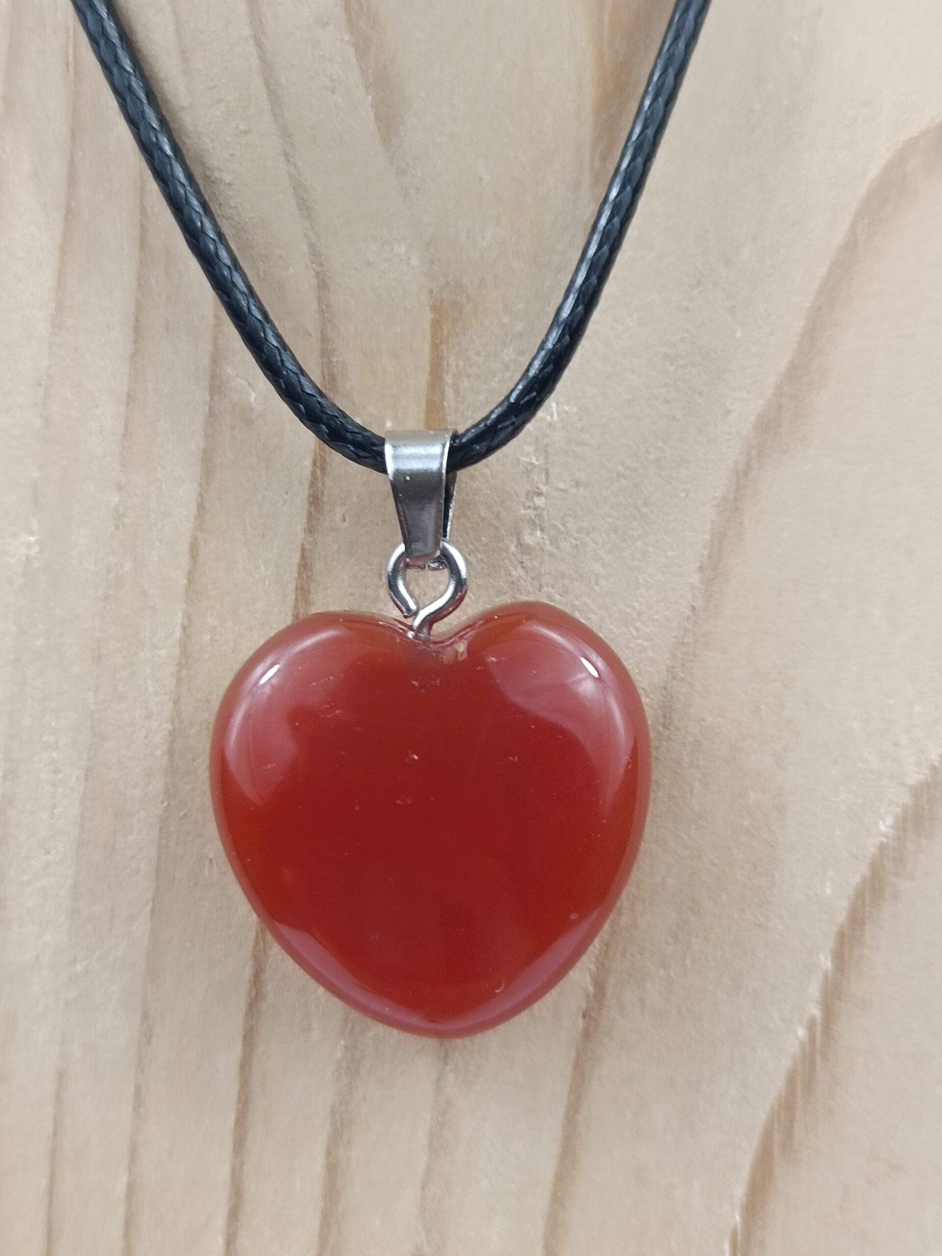 Collier Cornaline cœur 2 x 2 cm pierre naturelle – Image 2