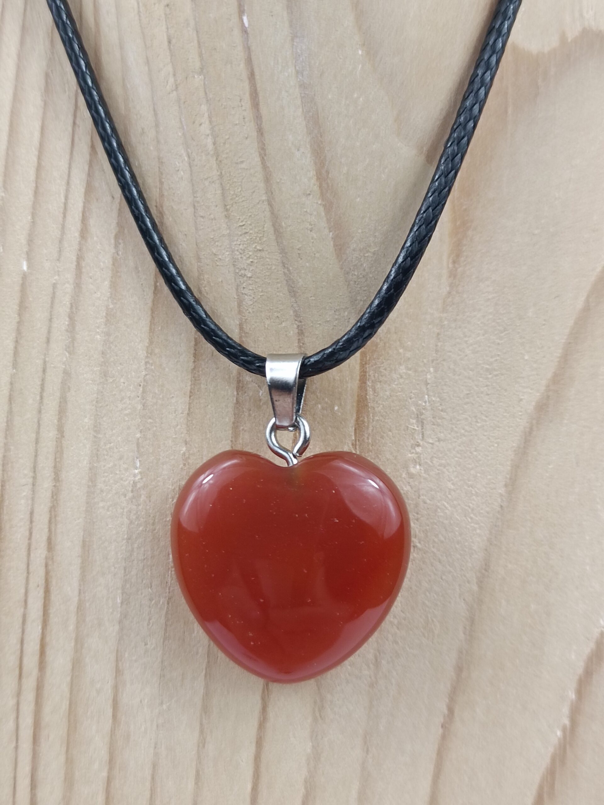 Collier Cornaline cœur 2 x 2 cm pierre naturelle – Image 3