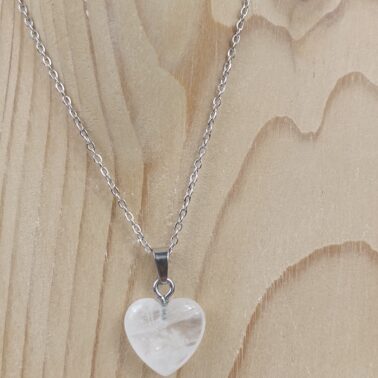Collier Cristal de Roche en forme de cœur
