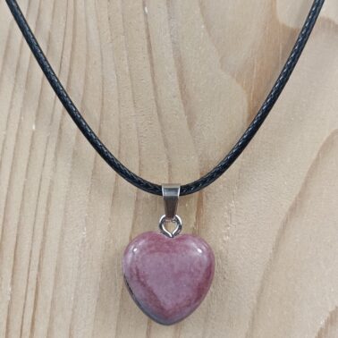 Collier en forme de cœur en jaspe mokaïte pierre naturelle