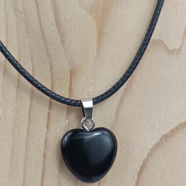 Collier cœur en Obsidienne noire pierre naturelle