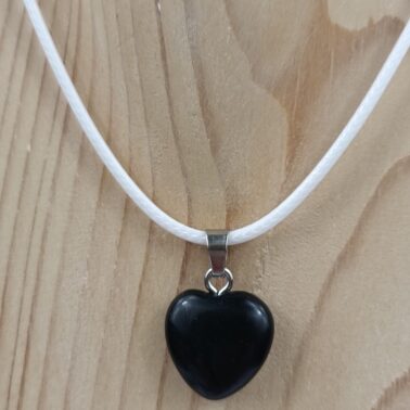 Collier cœur en Obsidienne noire pierre naturelle