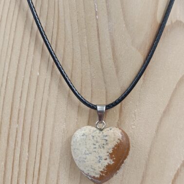 Collier pierre naturelle cœur 2 x 2 cm jaspe Mokaïte