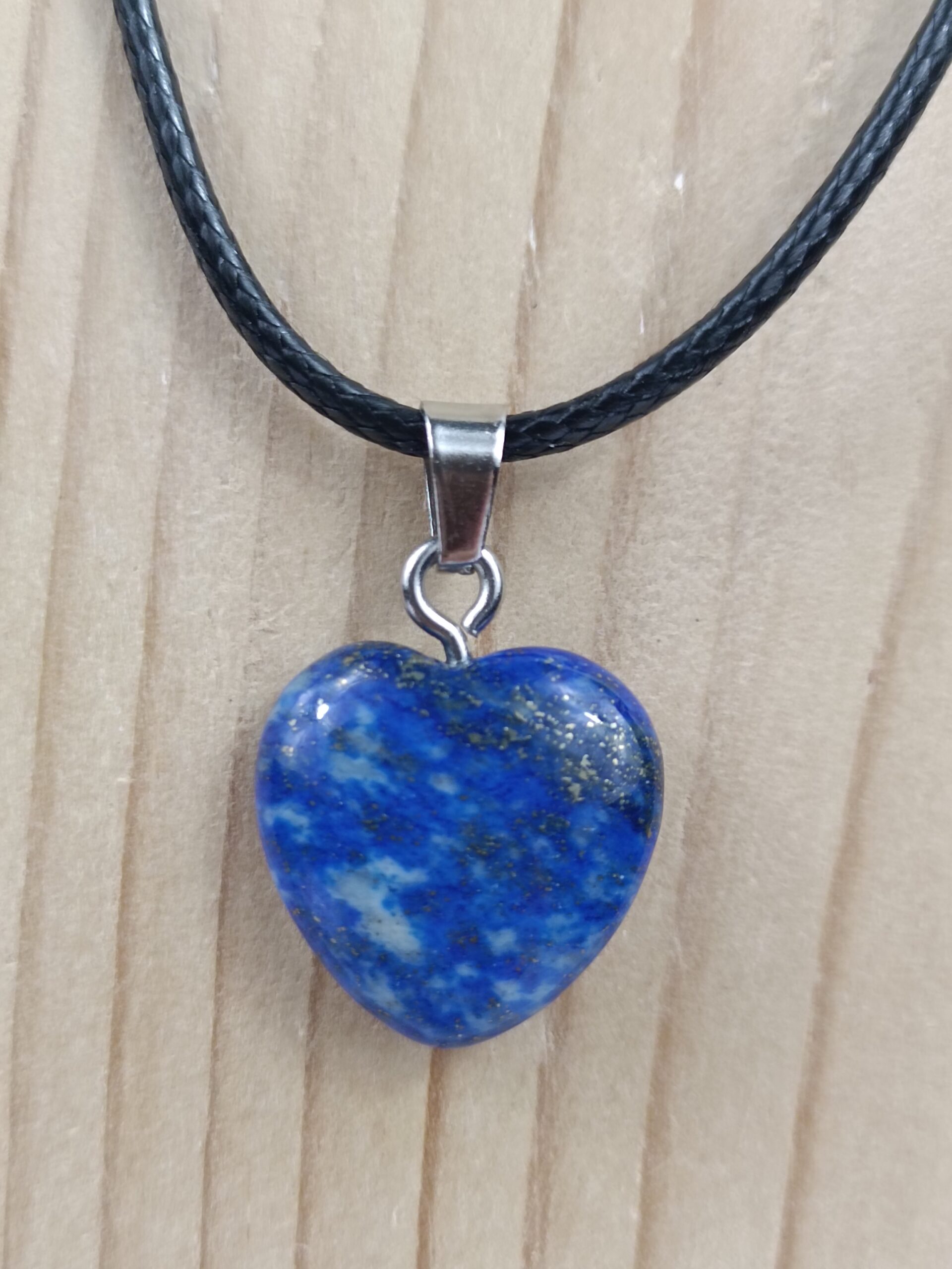Collier cœur en Lapis Lazuli naturel d'Afghanistan – Qualité A – Image 3