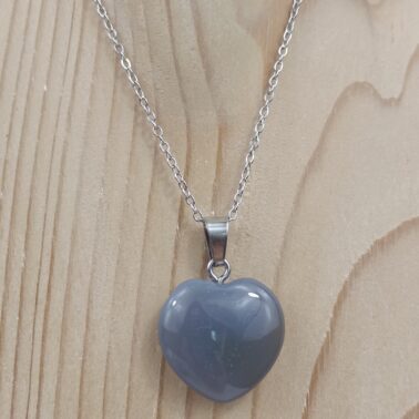 Collier cœur 2x2 cm en Agate du Botswana pierre naturelle