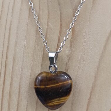 Collier cœur (1.5x1.5 cm)  pierre naturelle Œil de tigre cœur