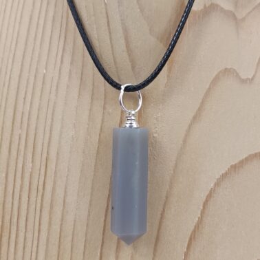 Collier pointe Agate grise du Botswana pierre naturelle – Qualité A