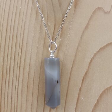 Collier pointe Agate grise du Botswana pierre naturelle – Qualité A