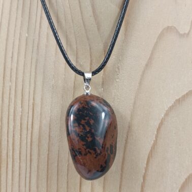 Collier pierre roulée Obsidienne acajou naturelle qualité A