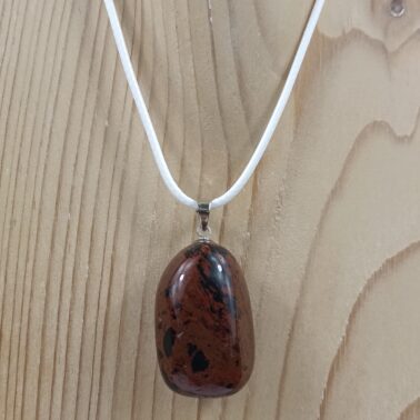 Collier pierre roulée Obsidienne acajou naturelle qualité A