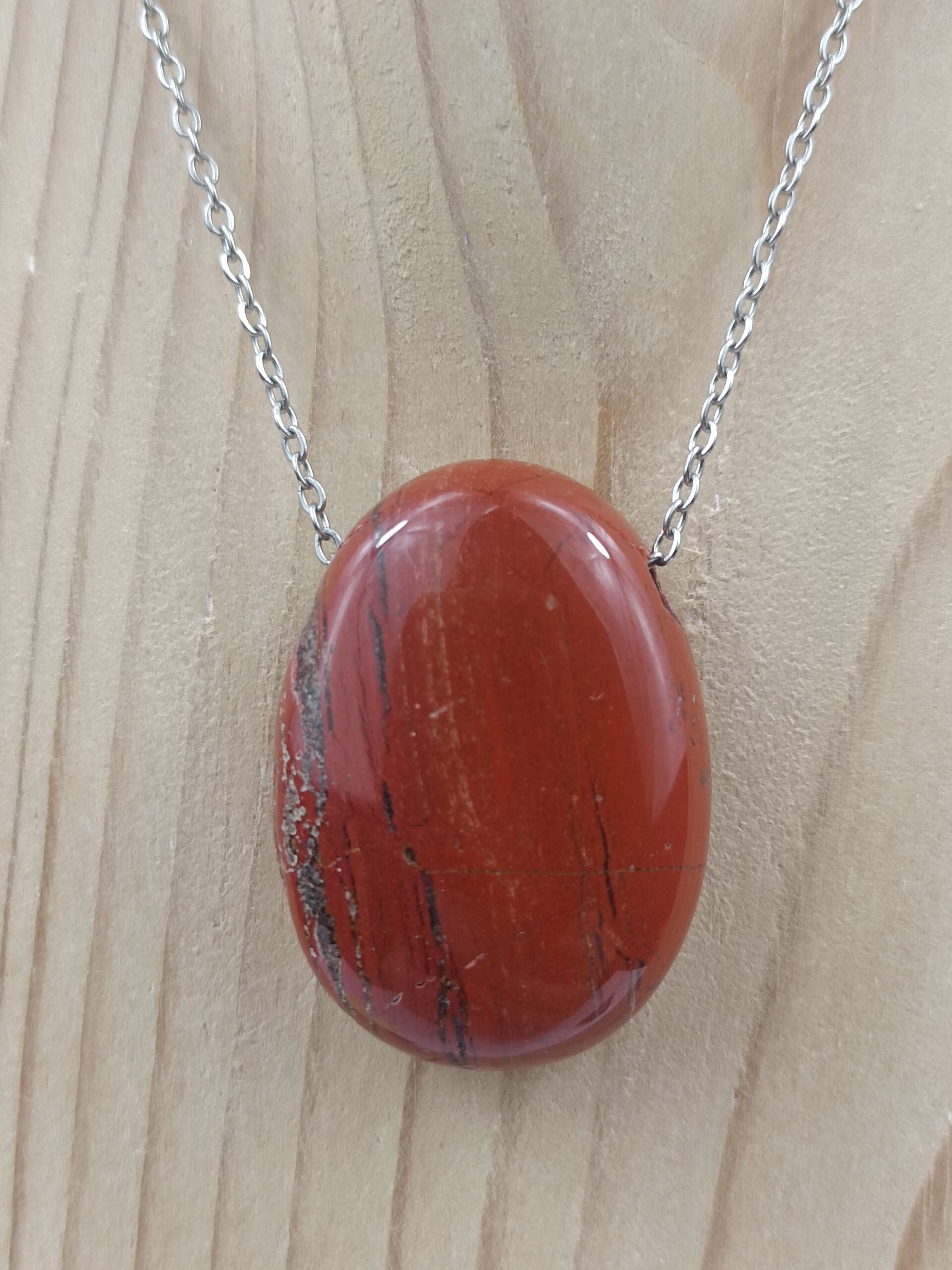 Collier pierre percée en pierre naturelle Jaspe rouge – Image 2