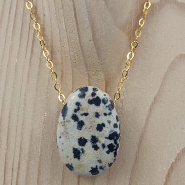Collier Pierre percée en Jaspe dalmatien, provenance du Mexique