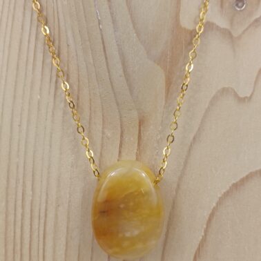 Collier Pierre percée en Aventurine jaune, provenance du Brésil