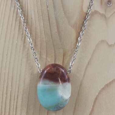 Collier Pierre percée en Amazonite multicolore qualité A