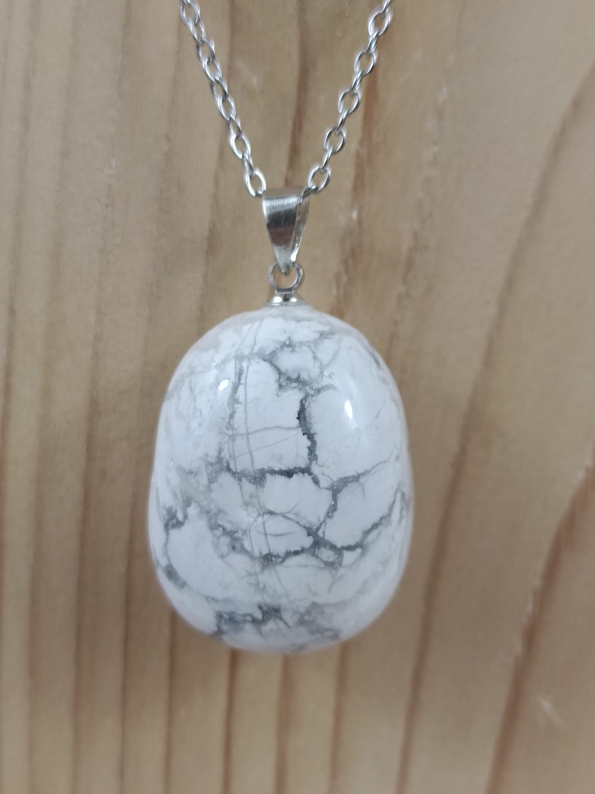 Collier Pierre roulée en Howlite blanche, provenance du Zimbabwe – Image 3