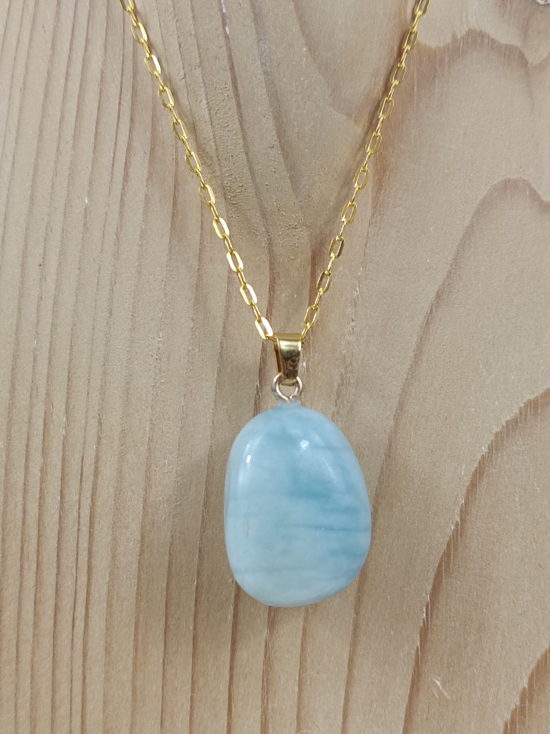 Collier Pierre roulée en Aigue-marine, provenance du Brésil