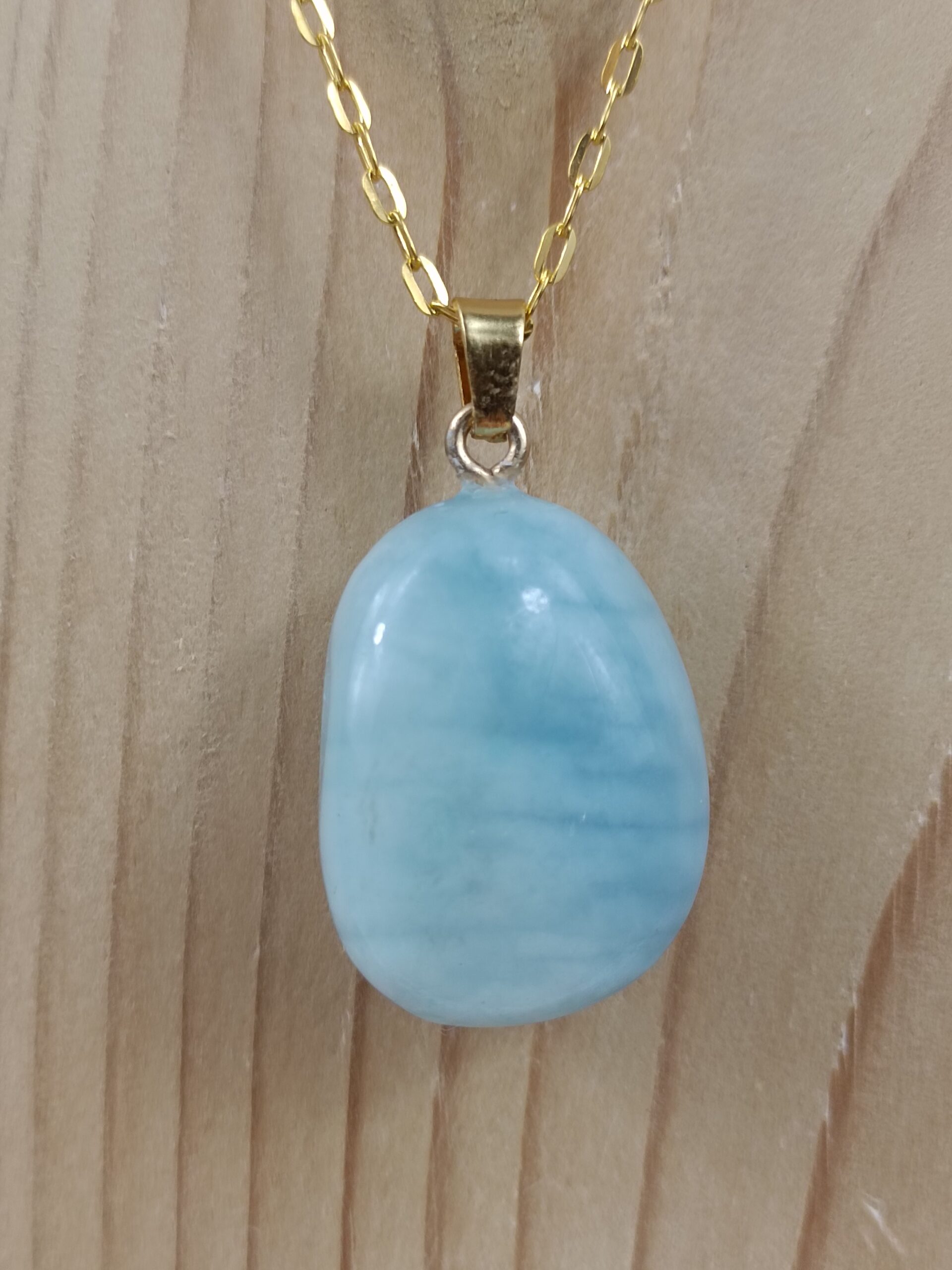 Collier Pierre roulée en Aigue-marine, provenance du Brésil – Image 3