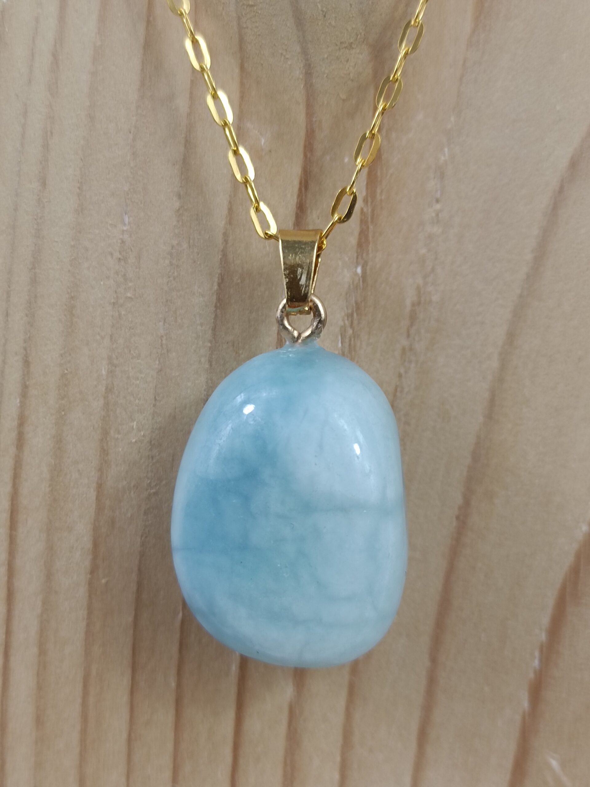 Collier Pierre roulée en Aigue-marine, provenance du Brésil – Image 2