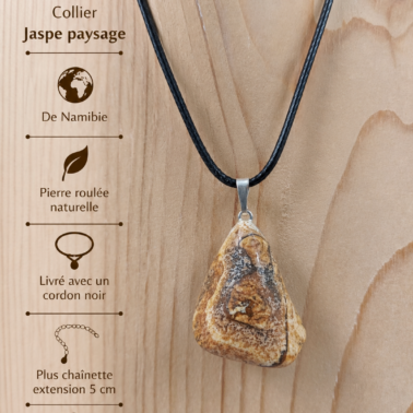 Collier Jaspe paysage en pierre roulée naturelle qualité A
