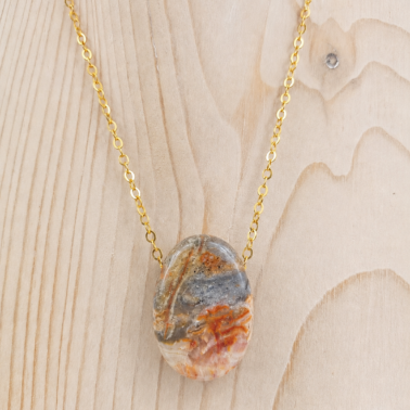 Collier Pierre percée en Crazy Lace, provenance du Mexique