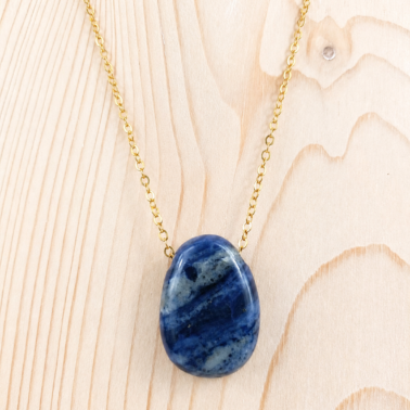 Collier Pierre percée en Sodalite, provenance du Brésil