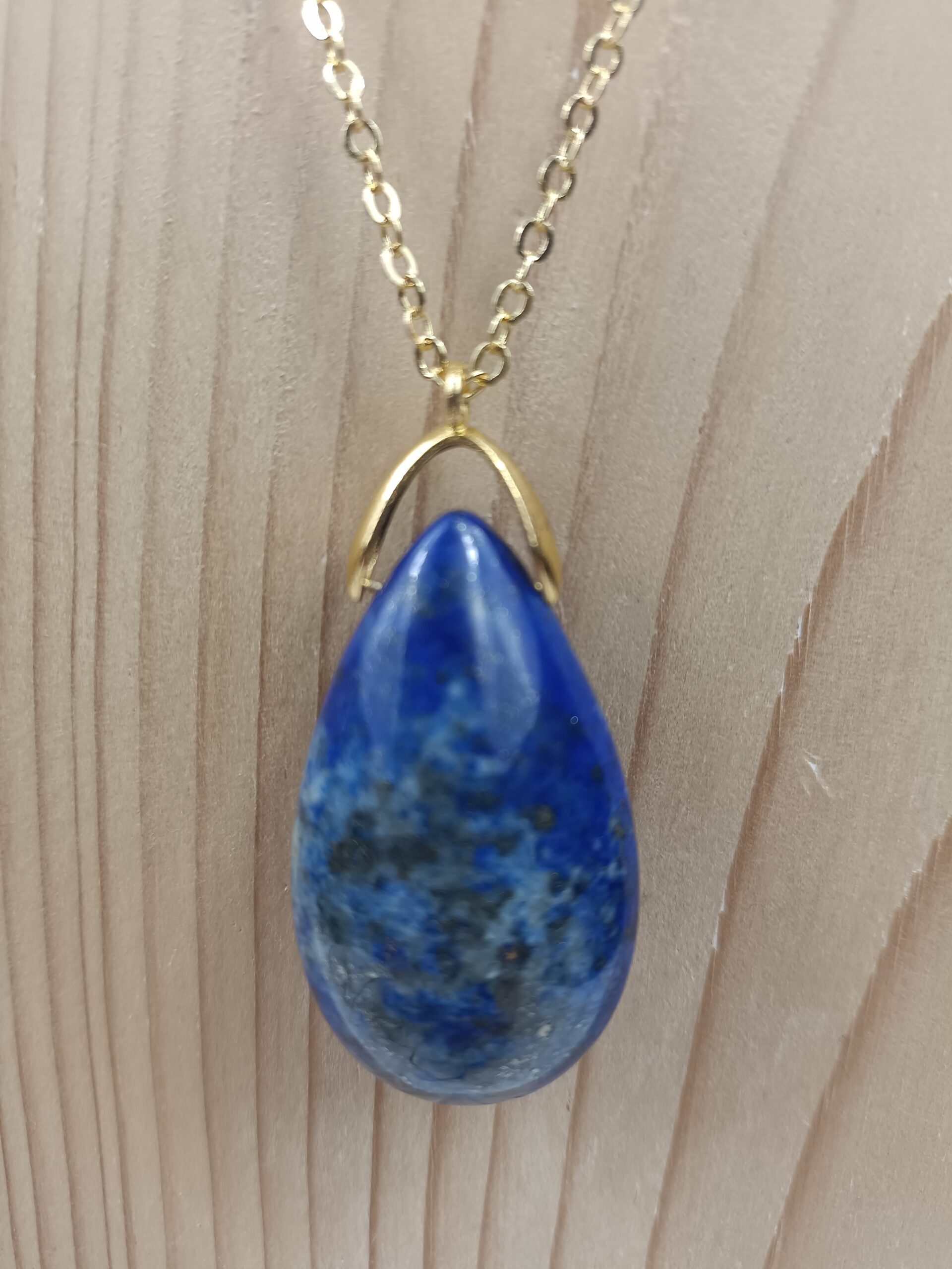 Sautoir goutte Lapis-lazuli pierre naturelle qualité A provenance Afghanistan – Image 2