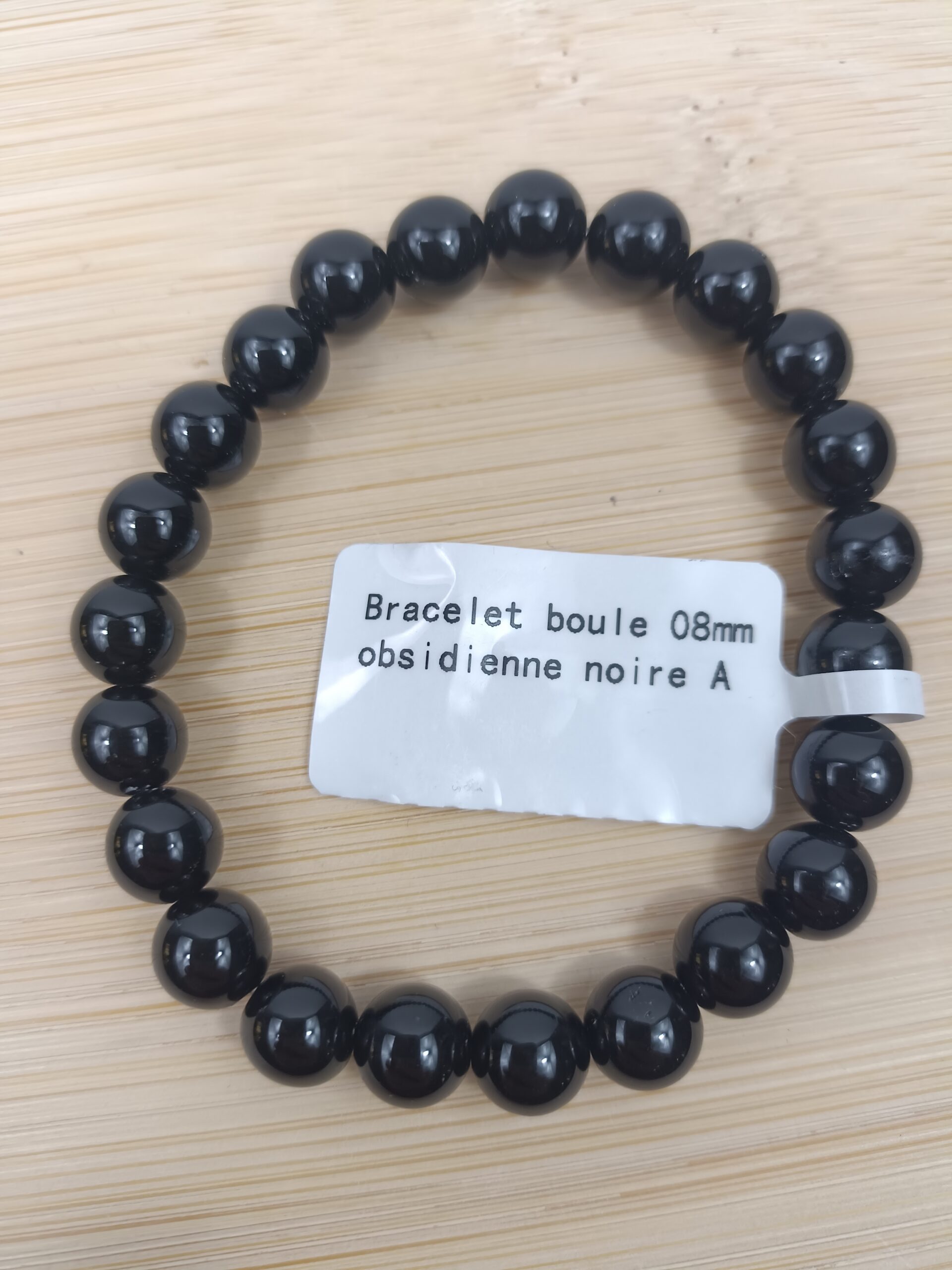 Bracelet Obsidienne noire pierre naturelle qualité A – 8 mm – Image 2
