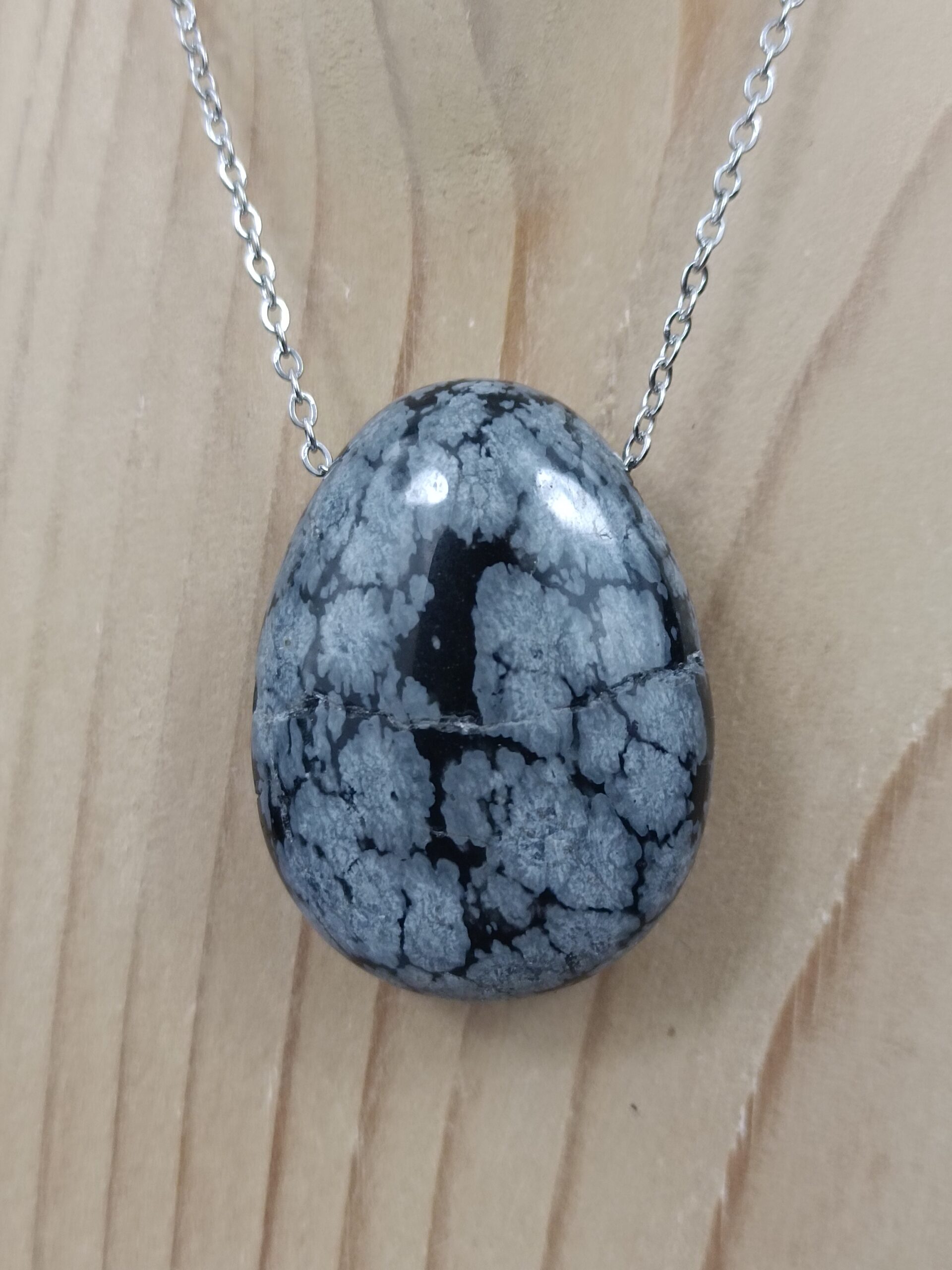 Collier Obsidienne flocon de neige pierre percée qualité A – Image 2
