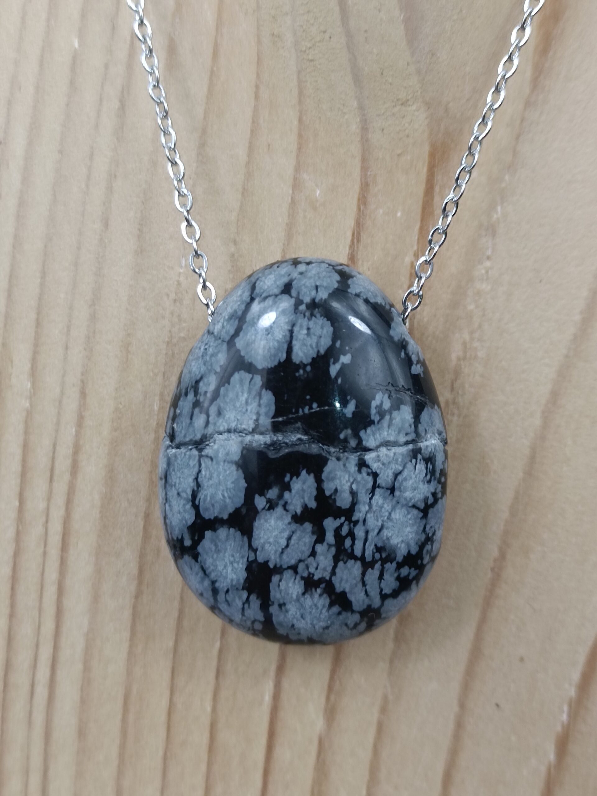 Collier Obsidienne flocon de neige pierre percée qualité A – Image 3