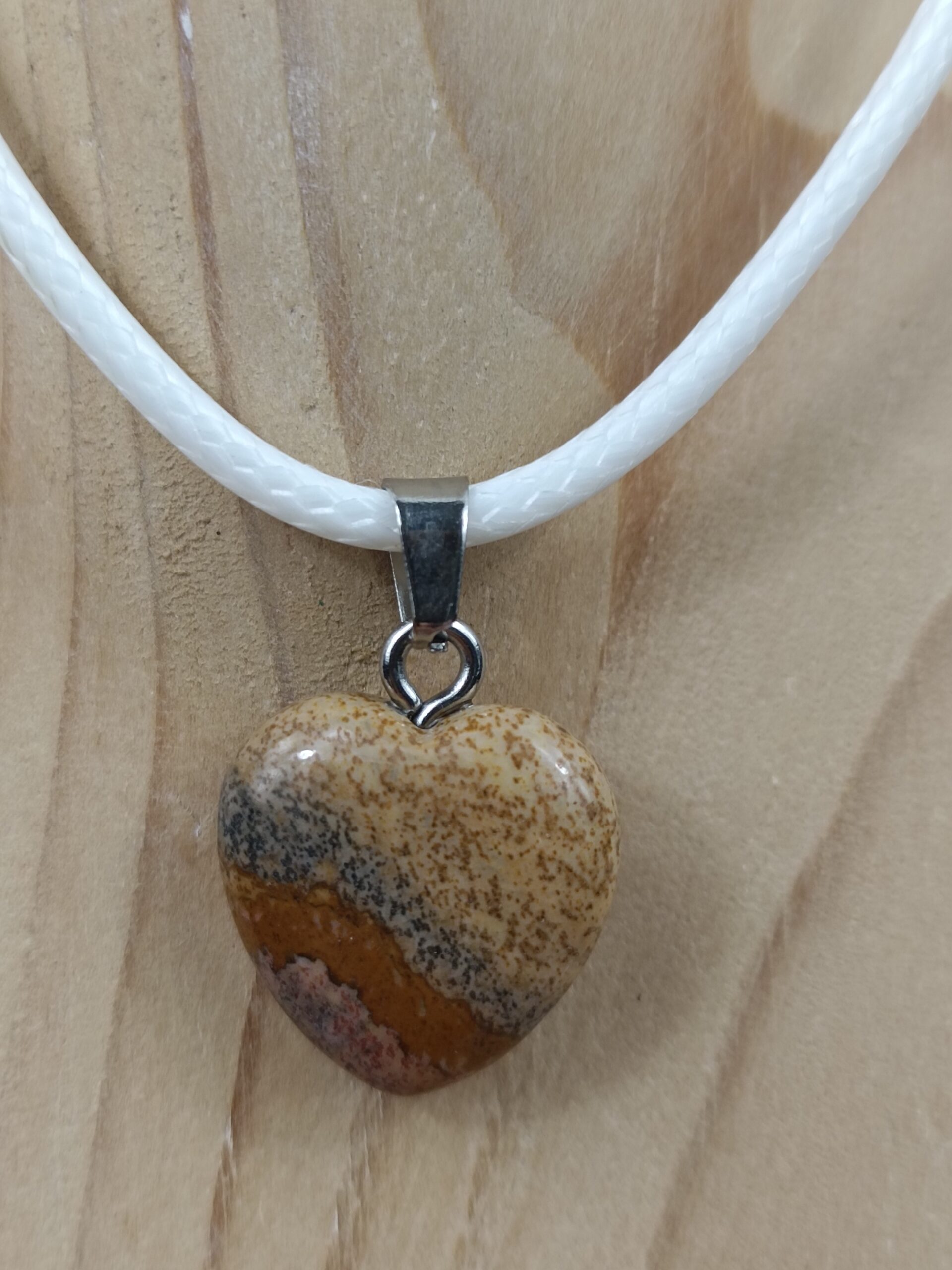 Collier cœur en Jaspe Paysage pierre naturelle – Image 2