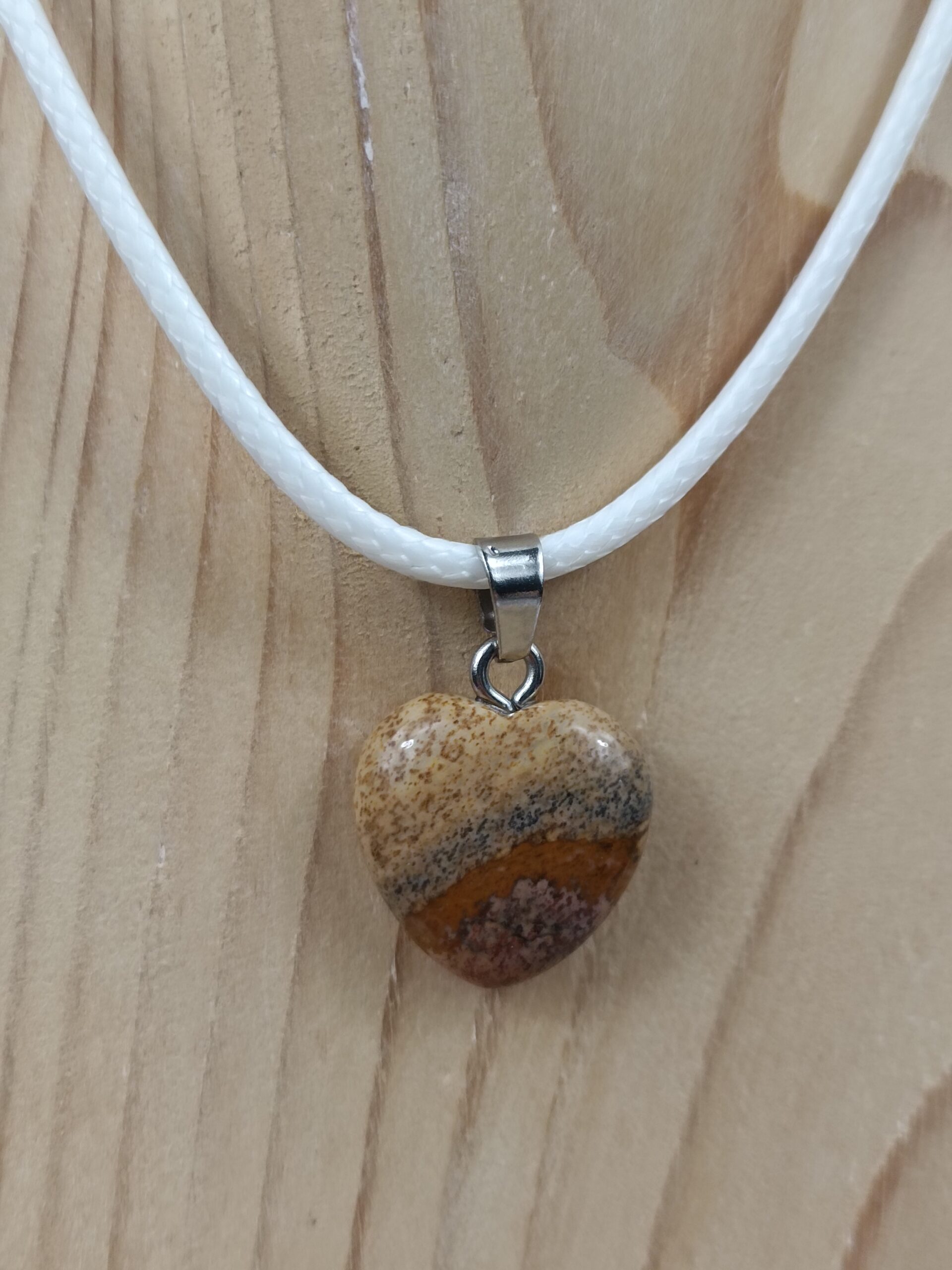 Collier cœur en Jaspe Paysage pierre naturelle – Image 3