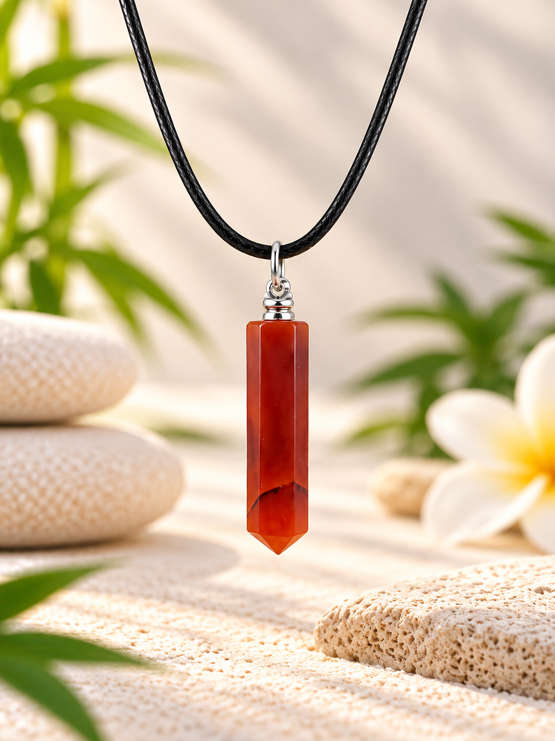 Collier pointe Cornaline pierre naturelle – Qualité A