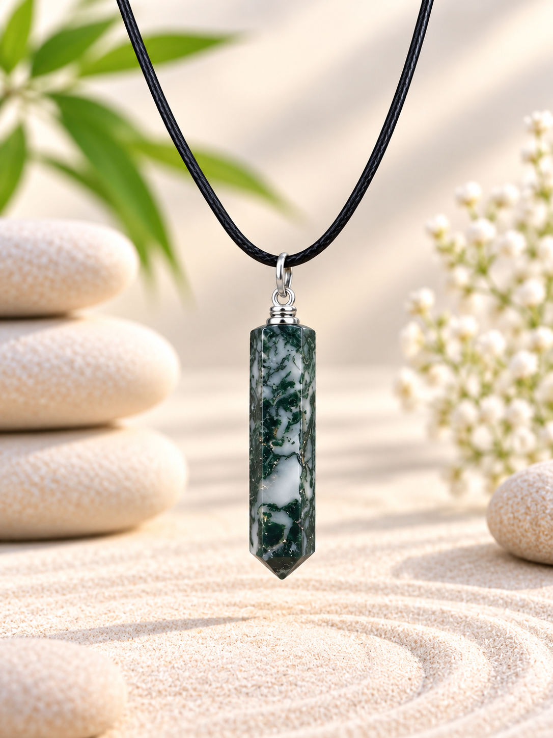 Collier pointe Agate arbre pierre naturelle – Qualité A