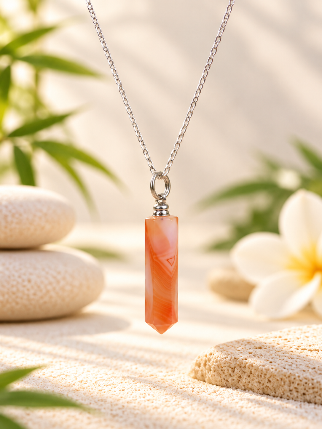 Collier pointe Cornaline pierre naturelle – Qualité A