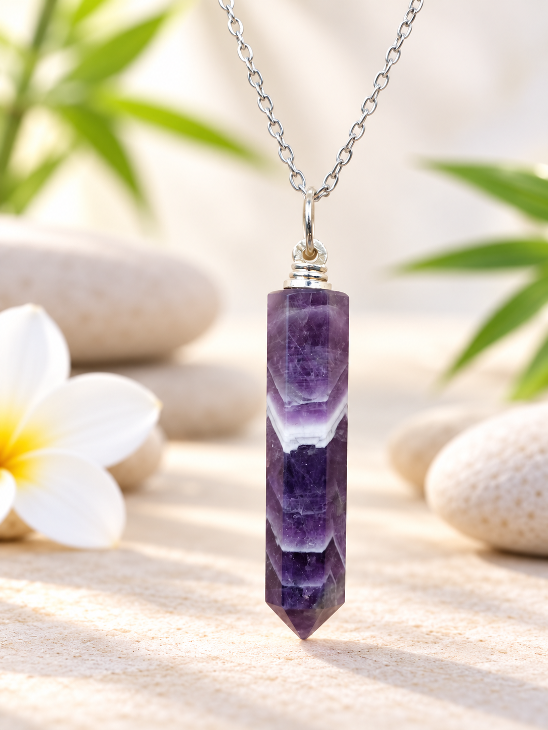 Collier pointe Améthyste pierre naturelle – Qualité A – Image 3